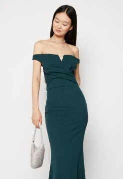 Wal G Kia Off The Shoulder Maxi Dress - Occasion Wear - Forest Green -Wal G 036fb7714e044178a79d21eaa620253d