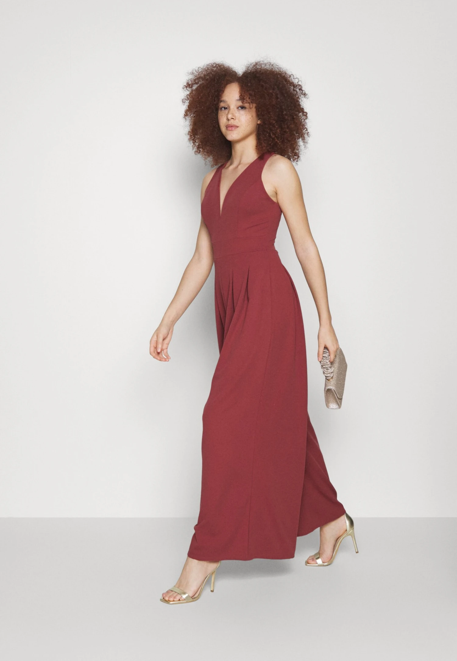 Wal G Alinali Pleated- Jumpsuit - Dark Mauve Pink 2 Wal G Alinali Pleated- Jumpsuit - Dark Mauve Pink - Image 2