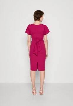 Wal G Tatiana Ruffle Sleeve Midi - Jersey Dress - Raspberry -Wal G 046c926e5f404594ba8961af5792d758