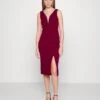 V Neck Midi - Cocktail Dress / Party Dress - Berry Wine
