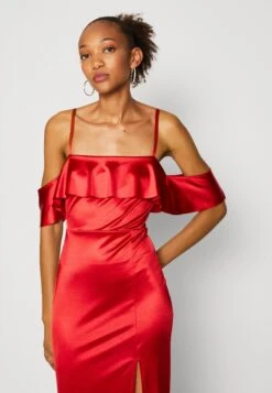 Wal G Gina Ruffle Midi - Cocktail Dress / Party Dress - Red -Wal G 0a91d89d1b114662b52ebe98b9151fb6