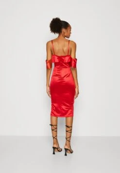 Wal G Gina Ruffle Midi - Cocktail Dress / Party Dress - Red -Wal G 103212bc525541b490415a7381c3b93d