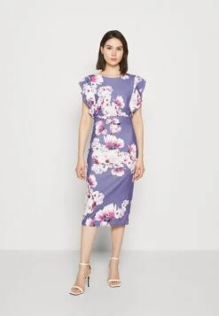 Wal G Diana Ruffle Sleeve Midi Dress - Jersey Dress - Purple