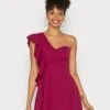 Wal G One Shoulder Skater Dress - Jersey Dress - Magenta