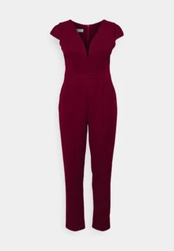 Curve Short Sleeve Plunge Jumpsuit - Jumpsuit - Wine 12 Curve Short Sleeve Plunge Jumpsuit - Jumpsuit - Wine -Wal G 17c89ca6ede44b289509ed8f398c9d7e