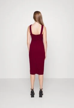 V Neck Midi - Cocktail Dress / Party Dress - Berry Wine -Wal G 1bb603d95542451e9b3b87e4f9d19123