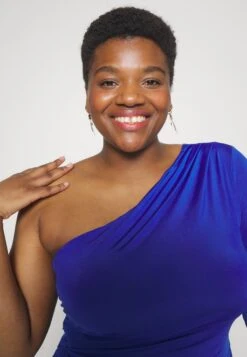 Betty One Sleeve Midi - Jersey Dress - Electric Blue -Wal G 1fc4370b4d15407689f85fa403fd9375