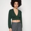 Wal G Crissy Backless - Long Sleeved Top - Forest Green