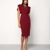 Wal G Diana Ruffle Sleeve Midi Dress - Jersey Dress - Berry Wine