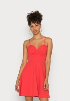Wal G V Neck Strappy Skater Dress - Cocktail Dress / Party Dress - Coral