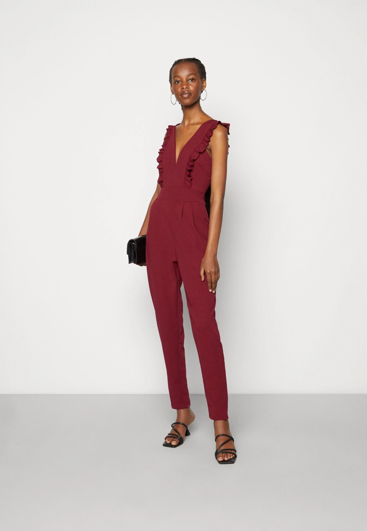 Wal G Rayna Ruffled- Jumpsuit - Berry Wine 2 Wal G Rayna Ruffled- Jumpsuit - Berry Wine - Image 2