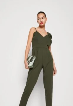 Wal G Imaani Frill Sleeve - Jumpsuit - Khaki -Wal G 2f81403829a5436c91db700fbc061dc8