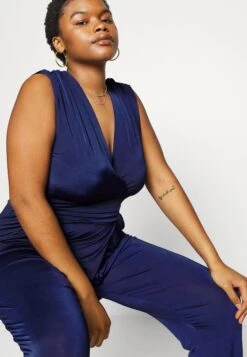 Nola V Neck- Jumpsuit - Navy Blue -Wal G 32e19979ee7f4da997473a77a62fe4b6