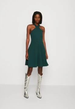Wal G Melody Cross Skater - Jersey Dress - Forest Green