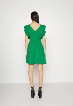 Wal G Danya Ruffle Sleeve Zip Skater Dress - Jersey Dress - Leaf Green -Wal G 3b28cedbdfef4f43b453bd64e54ea1be