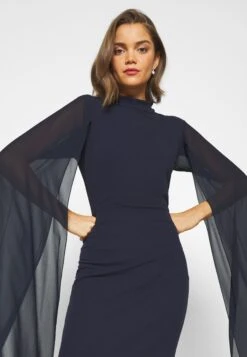 Wal G Cape Sleeve Dress - Cocktail Dress / Party Dress - Navy Blue -Wal G 3ba8b4a4fda64aa3a135a24decdb55c0