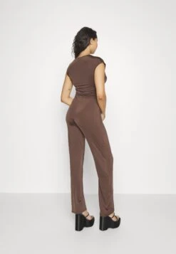Wal G Party Hala V Neck - Jumpsuit - Chocolate Brown -Wal G 3f03d7987a2944ea9531a8371944ca45