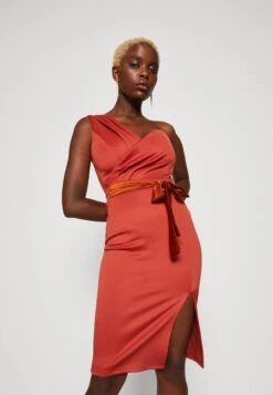 Wal G Tatiana Bow Midi - Cocktail Dress / Party Dress - Terracotta -Wal G 428a68936b884b288328823e30f8eb73