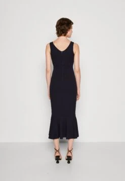 Wal G Anabella Ruffle Bottom Midi - Jersey Dress - Navy Blue -Wal G 43bd5370f8474fdeae425740b147b805