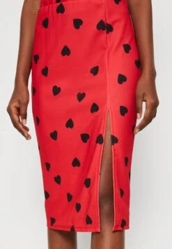 Wal G Valentines Heart Midi Skirt - Pencil Skirt - Red/Black -Wal G 47442a694917433aad36703cd0c2a121