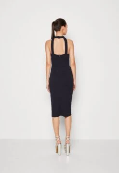 Wal G Sasha Frill Neck Midi Dress - Jersey Dress - Navy Blue -Wal G 4b095aa227be4fb0bb0208841ab10fee