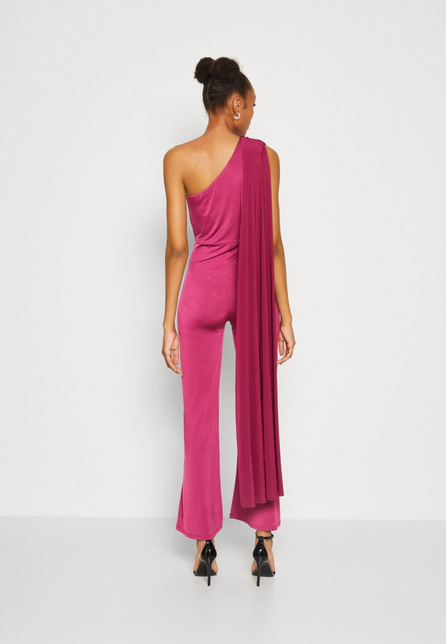 Wal G Cece Cape Sleeve- Jumpsuit - Magenta 3 Wal G Cece Cape Sleeve- Jumpsuit - Magenta - Image 3
