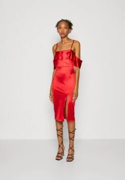 Wal G Gina Ruffle Midi - Cocktail Dress / Party Dress - Red
