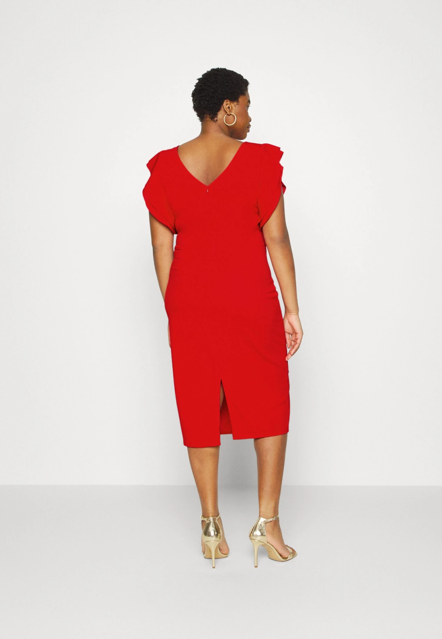 Rusie Ruffle Midi - Cocktail Dress / Party Dress - Red 3 Rusie Ruffle Midi - Cocktail Dress / Party Dress - Red - Image 3