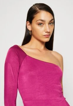 Wal G Arrabella One Sleeve Maxi - Jersey Dress - Magenta -Wal G 62257840cb6c49129e2c88925876542a