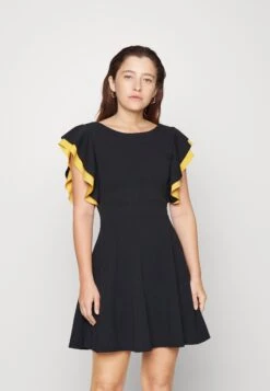 Max Ruffle Skater - Cocktail Dress / Party Dress - Black/Mustard