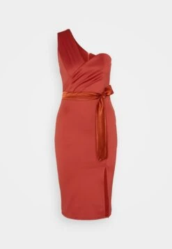 Wal G Tatiana Bow Midi - Cocktail Dress / Party Dress - Terracotta -Wal G 6811314433f64e88ac6a27d39374819d