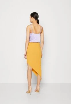 Wal G Grainee Asymmetric Midi Skirt - Pencil Skirt - Yellow -Wal G 7767142bcbb2442fb093207aff910040