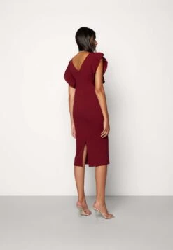 Wal G Diana Ruffle Sleeve Midi Dress - Jersey Dress - Berry Wine -Wal G 7aefcaeb1838443e8bc3ff560cd25721