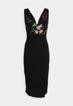 Wal G Embroidered V Neck Rose Midi - Cocktail Dress / Party Dress - Black Floral 10 Wal G Embroidered V Neck Rose Midi - Cocktail Dress / Party Dress - Black Floral -Wal G 7ee8425516174b60b4cf9a1649393d8f