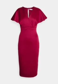 Wal G Wedding Betty Wrap Midi Dress - Jersey Dress - Wine -Wal G 8255ec5d9dd54d359b1ad1fa3721bb74