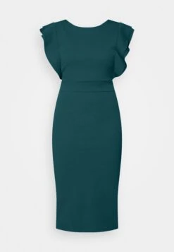 Wal G Diana Ruffle Sleeve Midi Dress - Jersey Dress - Dark Teal Blue -Wal G 850721e6533e4bdf9527085d976465fd