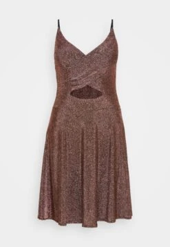 Wal G Exclusive Nye Glitter Mambo Skater - Jersey Dress - Bronze -Wal G 883a7ea4949b425eb25b8fd75e294035