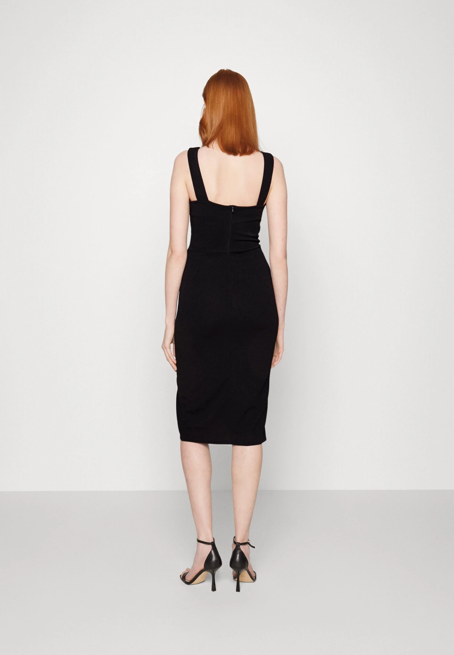 Wal G Embroidered V Neck Rose Midi - Cocktail Dress / Party Dress - Black Floral 3 Wal G Embroidered V Neck Rose Midi - Cocktail Dress / Party Dress - Black Floral - Image 3