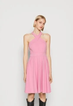 Wal G Nelly Cross Neck Skater - Jersey Dress - Rose Pink