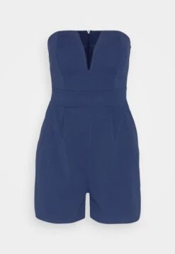 Wal G Christa V Neck Playsuit - Jumpsuit - Denim Blue -Wal G 9fc678ee76e14f07b4a1288de488c13f