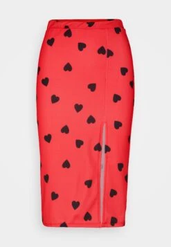 Wal G Valentines Heart Midi Skirt - Pencil Skirt - Red/Black -Wal G a52ea6912a5544b990294d9ce3969487