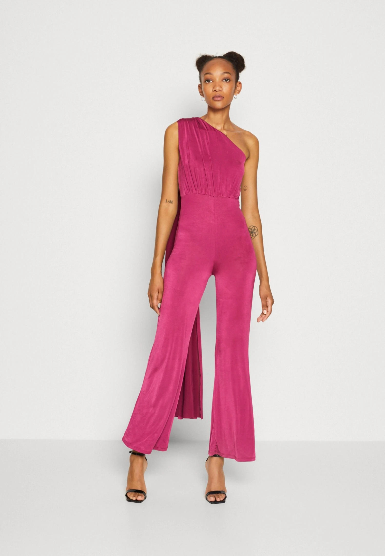 Wal G Cece Cape Sleeve- Jumpsuit - Magenta 1 Wal G Cece Cape Sleeve- Jumpsuit - Magenta