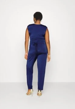 Nola V Neck- Jumpsuit - Navy Blue -Wal G ad800cdd1a074fa8b181446459d24a26