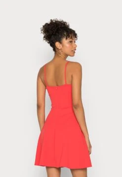 Wal G V Neck Strappy Skater Dress - Cocktail Dress / Party Dress - Coral -Wal G af6aaa91562f49799b7a473386813259