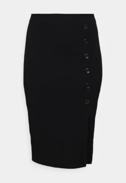 Tortoise Button Midi Skirt - Pencil Skirt - Black -Wal G afc14272a26a4b11867de16d132292f8