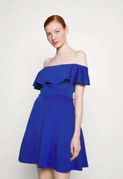 Wal G Minny Ruffle Skater - Cocktail Dress / Party Dress - Electric Blue