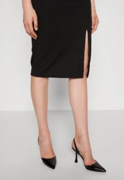 Wal G Simah Frill Midi Dress - Jersey Dress - Black/Mango -Wal G b2e884a64cea43bbaa091acbf04932ff