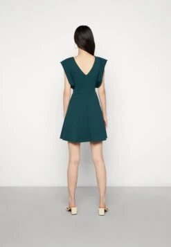 Wal G Lucia V Neck Frill Sleeve Skater Dress - Cocktail Dress / Party Dress - Forest Green -Wal G b51a1052dac344789418668daa69f9af