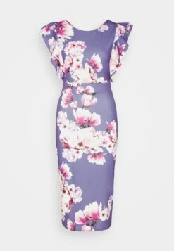 Wal G Diana Ruffle Sleeve Midi Dress - Jersey Dress - Purple -Wal G b51a1300633e4317b5e97165d99c31c2