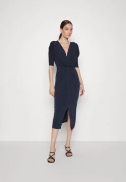 Knot Midi Dress - Jersey Dress - Navy Blue